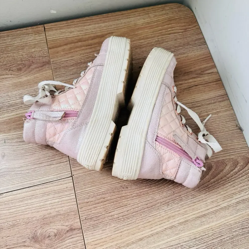 Skechers Street Elevated Pink Booties Girls Size 13
